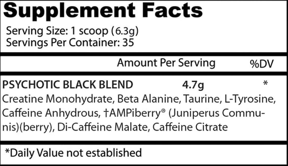 Psychotic Black ingredientes