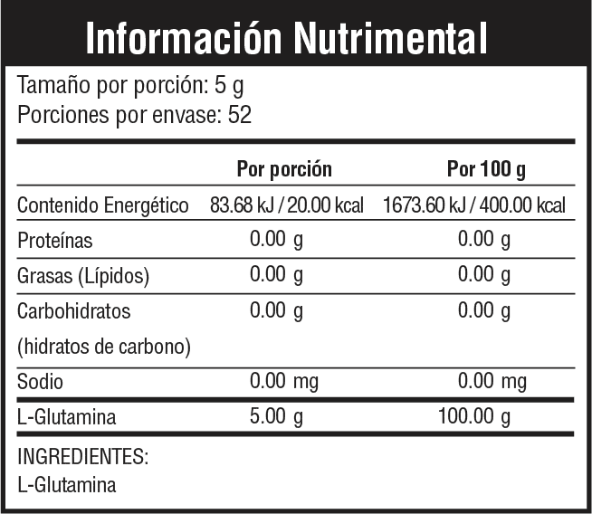 Recharge L Glutamina ingredientes