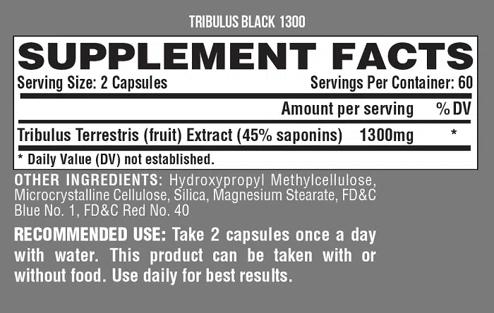 Tribulus Black 1300 ingredientes