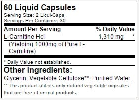 Lipo 6 Carnitine ingredientes